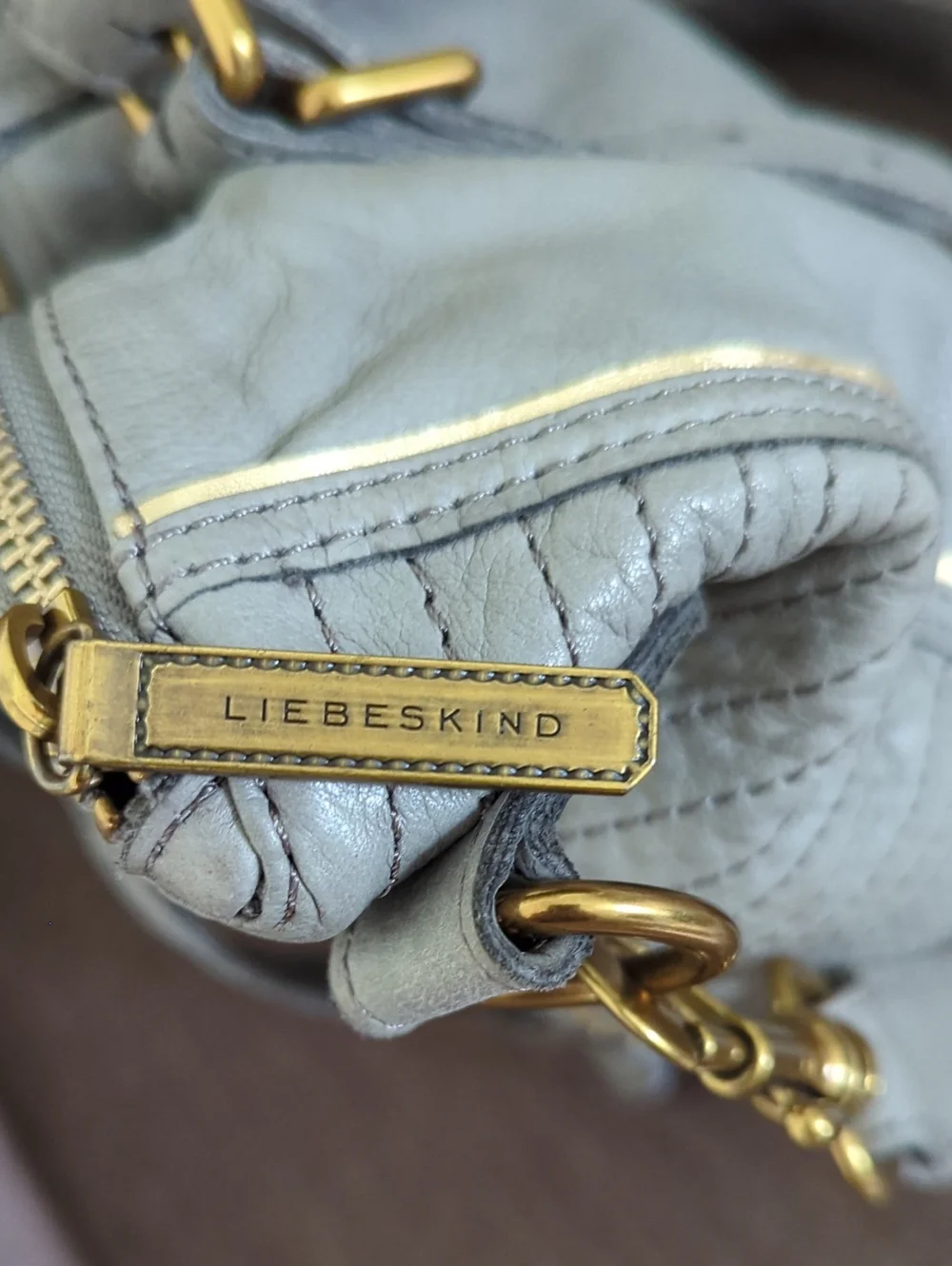 Liebeskin Berlin Gray Leather Elena Satchel Bag